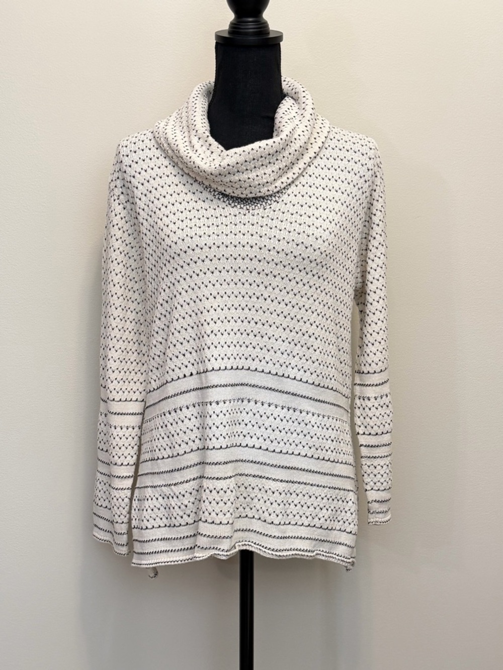 Margaret Winters Cowl Neck Sweater Women M USA Birdseye Knit Lagenlook Boho Chic